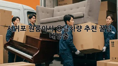 서귀포 원룸이사, 용달차량 추천🚚💨 꿀팁 대방출!